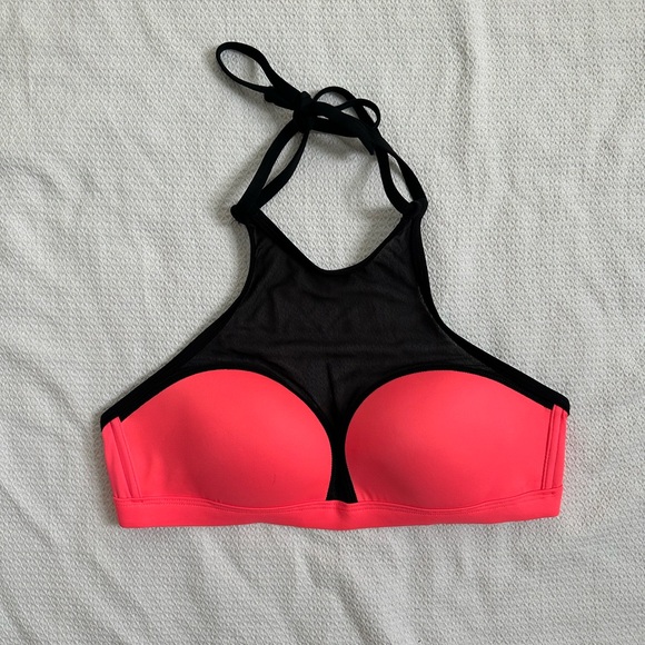 PINK Victoria's Secret Other - PINK Victoria’s Secret Neon Mesh High Neck Bikini Top Large Halter Swim Suit